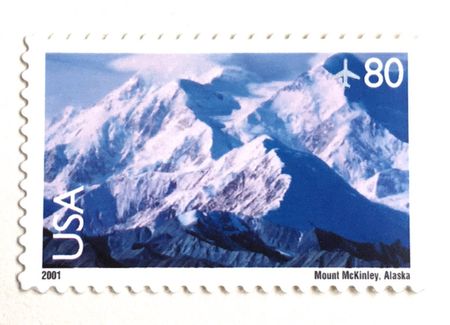 100 Vintage Mountain Stamps Unused Blue and White Mountains 1000 Cent Postage Stamps for Mailing